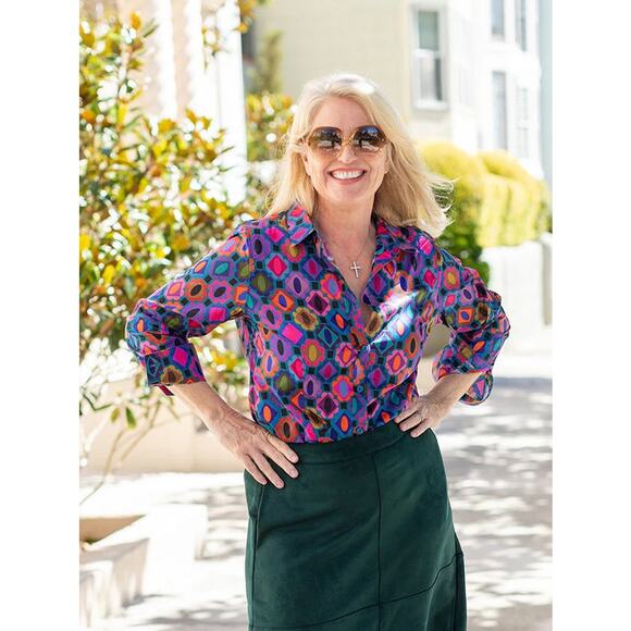 Lesley Evers Women's Multicolor 100% Cotton Kathryn Pajamas Set Size M - Picture 3 of 10